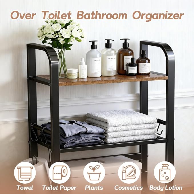 Toilet Safety Rail with Storage, Adjustable Toilet Handles for Elderly & Seniors, Handicap Bathroom Accessories, Easy Installation Bathroom Toilet Grab Bar Fit Any Toilets