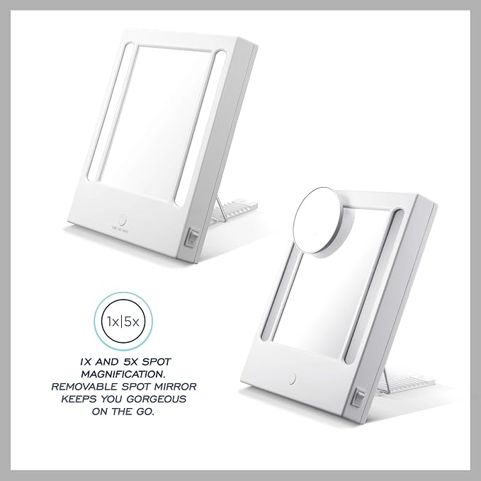 Conair Lighted Makeup Mirror, LED Vanity Mirror, 1X/5X Magnifying Mirror, Corded in Glossy White