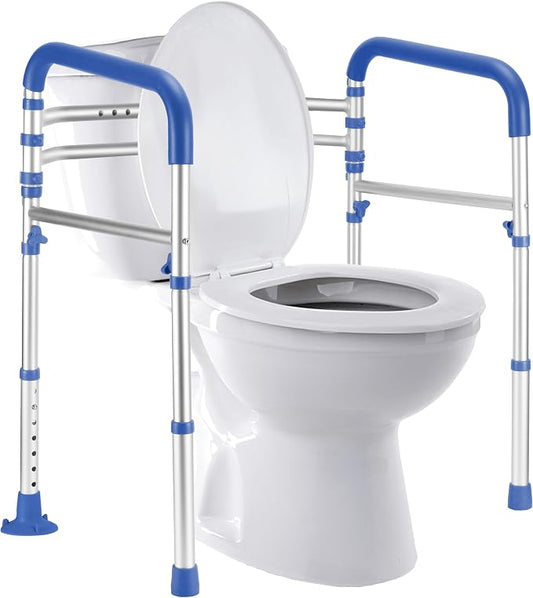 Lianjindun Toilet Safety Rails, 350 lbs, Adjustable Height & Width | Fits Most Toilets, Foldable Design, 350 Lbs Capacity, Aluminum Toilet Frame, Toilet Handles for Seniors, Disabled, Handicap