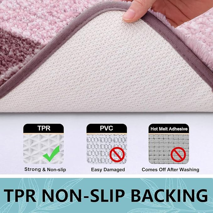 Arotive Microfiber Bathroom Rugs, Shaggy Soft Absorbent Bath Rug, 59x24 | Mauve, Rubber Backing Thick Plush Machine Washable Dry Bath Mats for Bathroom, Tub and Shower, Rectangular