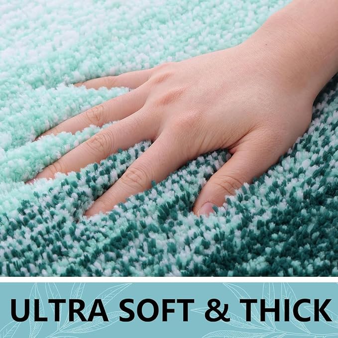 Arotive Microfiber Bathroom Rugs, Shaggy Soft Absorbent Bath Rug, 44x32 | DarkGreen, Rubber Backing Thick Plush Machine Washable Dry Bath Mats for Bathroom, Tub and Shower, Rectangular