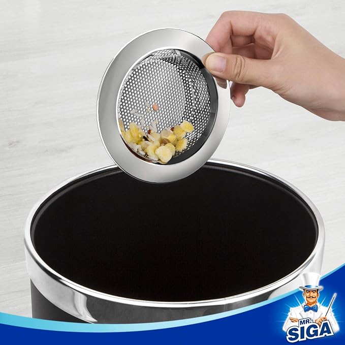 MR.SIGA Kitchen Sink Strainer, Stainless Steel Sink Drain Strainer, 3 Pack | Dishwasher safe sink strainer, outer diameter 4.4 inch/11.2cm, inner diameter 3 inch/7.6cm