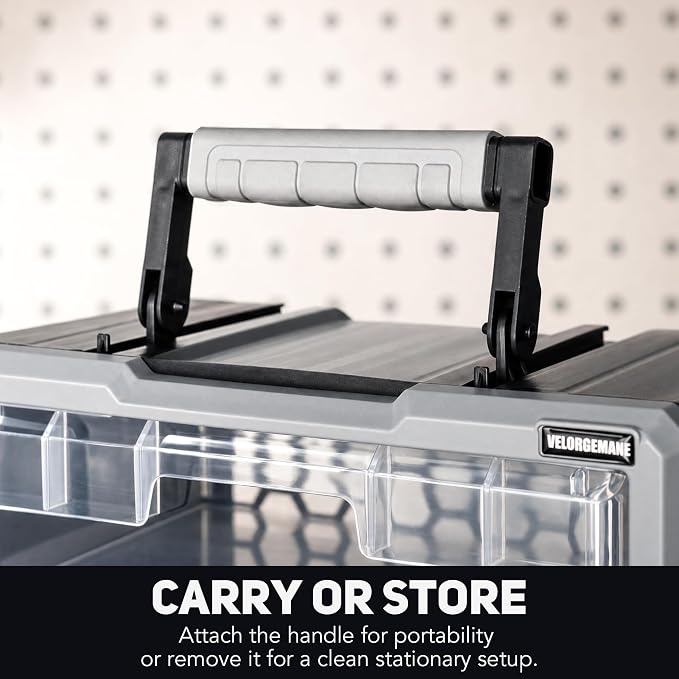 Modular Stackable Storage Organizer, 1 Clear Drawer Unit with Removable Handle, Interlocking Design, Wall-Mount Back Panel for Small Parts Storage