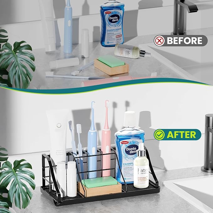 Bathroom Organizers and Storage,7 Slots, Kids Electric Toothbrush Holders | Easy to Clean,Multifunctional,Kids Electric Toothbrush Organizer,Drainage,Removable,For Bathroom,Vanity,Kitchen Sink,Office