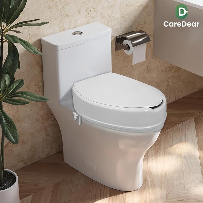 Raised Toilet Seat with Lid for Elderly, 6" High Toilet Seat for Elongated or Standard Commode, Raised Toilet Seat for Seniors, Handicap Toilet Seat Riser with Cover