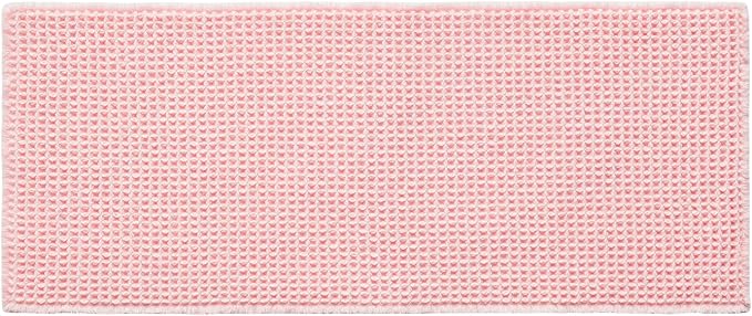 TYUU Light Peachy Pink Bathroom Rugs, Waffle Bath Mat Non Slip Washable Quick Dry Cute Bath Mat Boho Farmhouse Bathroom Decor, 48"x24" Light Peachy Pink