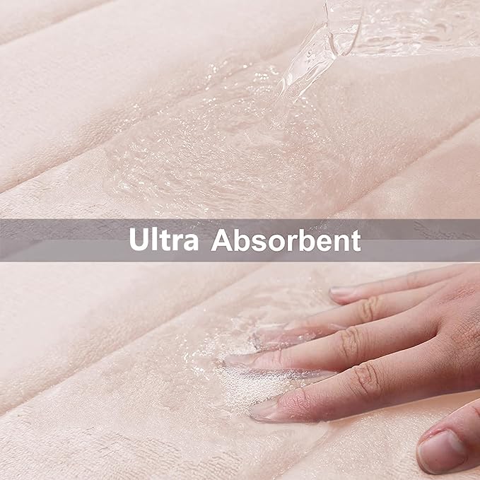 Buganda Memory Foam Bath Mat 59 x 20, Ultra Soft Absorbent Bathroom Rugs | Pink, Machine Washable Quick Dry Bath Mats for Bathroom Floor, Shower and Tub, Home Decor Accessories