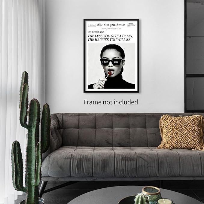 Haitunone Modern Minimalist Newspaper Quotes Wall Art Black and White Feminist Inspirational Poster Mental Health Canvas Prints Trendy Room Aesthetic Wall Decor 12X16 inch Unframed