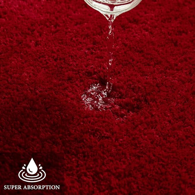 MIULEE Red Large Bathroom Rugs Soft Microfiber Bath Mat 24x36 Inch | Absorbent, Non Slip, Quick Dry, Fluffy Bath Rugs for Bathroom Floor Tub Showers, Machine Washable