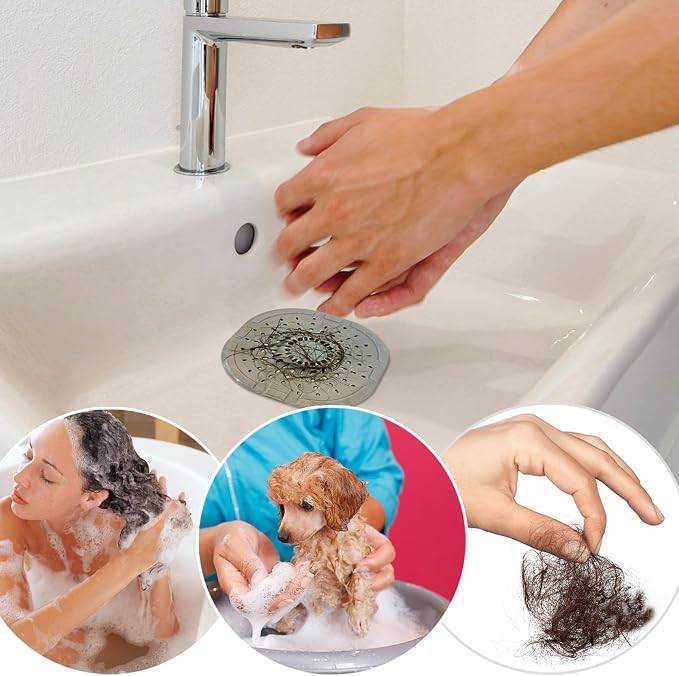 Hair Drain Catcher,Square Drain Cover for Shower Strong Adhesion Silicone Hair Stopper with Suction Cup,Easy to Install Suit for Bathroom,Bathtub,Kitchen 2 Pack (Cream White) | Drainer Cover Silicone Hair Stopper with Suction Cups,Protector Accessories...