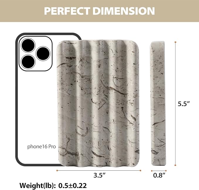 Natural Grey Marble Soap Dish for Shower, Stone Soap Tray for Bathroom, Gray Bar Soap Holder for Sink, Stripe Grooves Soap Saver Stone Dish Keep Bars Dry Easy Clean
