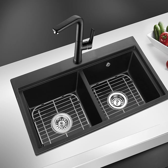 Stainless Steel Kitchen Sink Grid,13.2" x 11.6" x 1.2",2Pack | Sink Protectors With Center Drain Hole,Sink Rack for Bottom of Sink, Anti-rust Metal Sink Bottom Grid With Sink Strainers