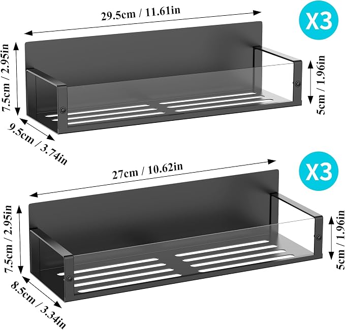 Metal Magnetic Spice Rack for Refrigerator Clear, 6 Pack | Magnetic Shelves Heavy Duty for Fridge in Kitchen, Seasoning Storage Organizer, For Oven Washer and Dryer, For Heavier Items