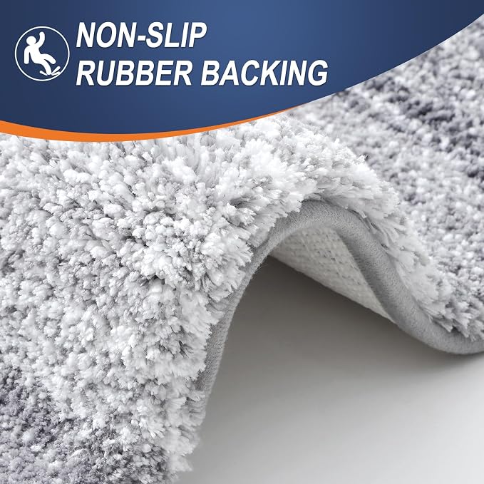 OLANLY Bathroom Runner Rug 70x24, Extra Soft Absorbent Microfiber Bath Rugs | Light Grey, Non-Slip Quick-Drying Rubber Backing, Washable Long Bath Mat for Floor, Tub and Shower, Home Decor