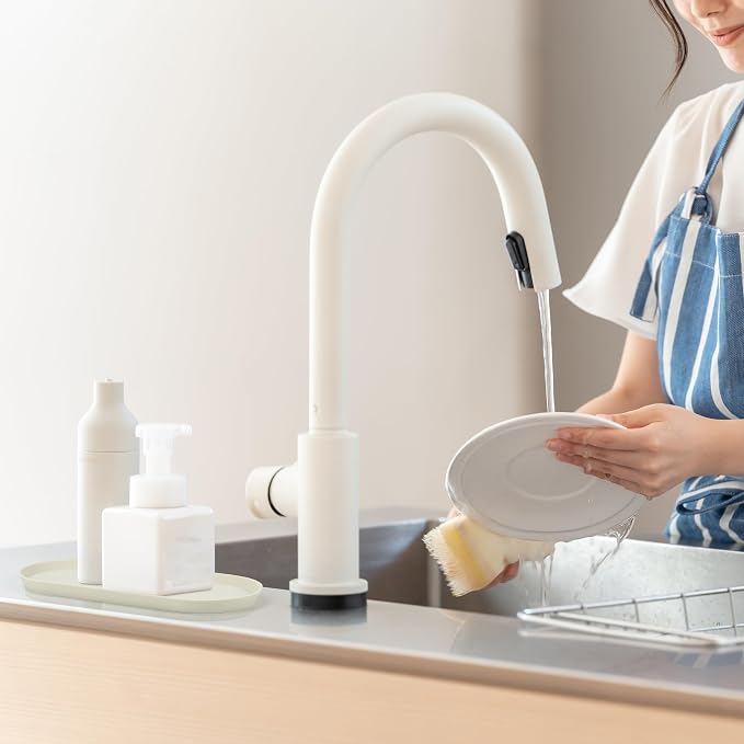 Silicone Vanity Tray, White, 8.66" x 3.94", White | Waterproof, Non-Slip, Organizer for Bathroom Counter, Kitchen Sink & Jewelry