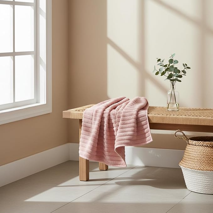 6 Piece Bath Towel Set, 40"x80" Oversized Bath Sheets, Pink | Microfiber, Quick Dry, Highly Absorbent, Towels for Bathroom, 2 Extra Large Bath Towels, 2 Soft Hand Towels, 2 Washcloths