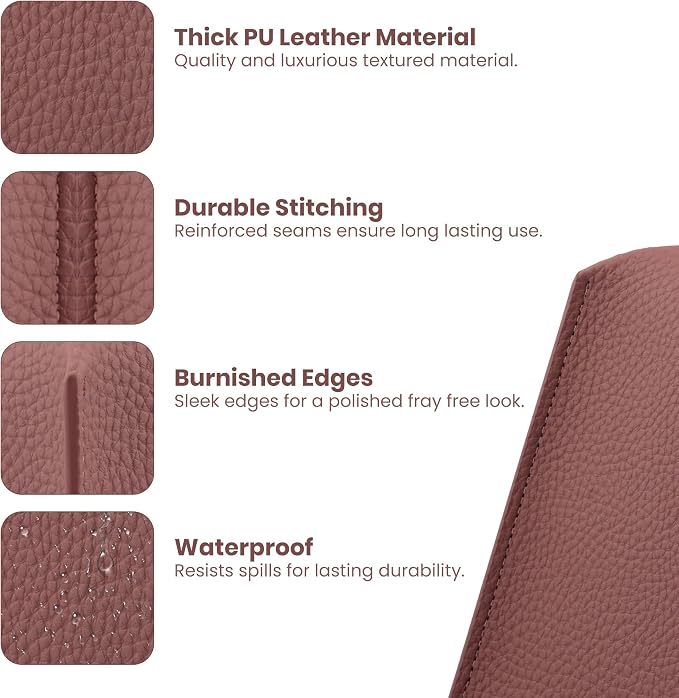 Premium PU Leather Tissue Box Holder - Elegant Hotel-Style Tissue Box Cover for Home, Office & Car Décor, Tissues Cube Organizer for a Natural & Classic Look (Mauve 2 Pack)