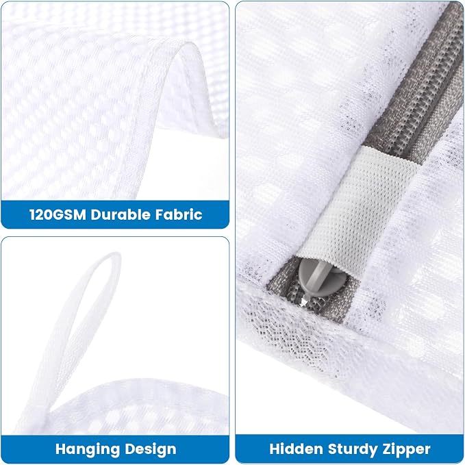 2 Pack XX-Large Mesh Laundry Bags for Delicates, 24 x 32 Inches | 120gsm Honeycomb Mesh, Protect Delicates, Sturdy Zipper, Reusable, Washer & Dryer Safe, For College, Dorm, Home and Travel