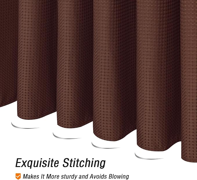Brown Fabric Shower Curtain, 72 X 72 | Cloth-Textured Shower Curtain for Bathroom - Soft Cloth & Hotel Spa Luxury, Water Repellent, Machine Washable