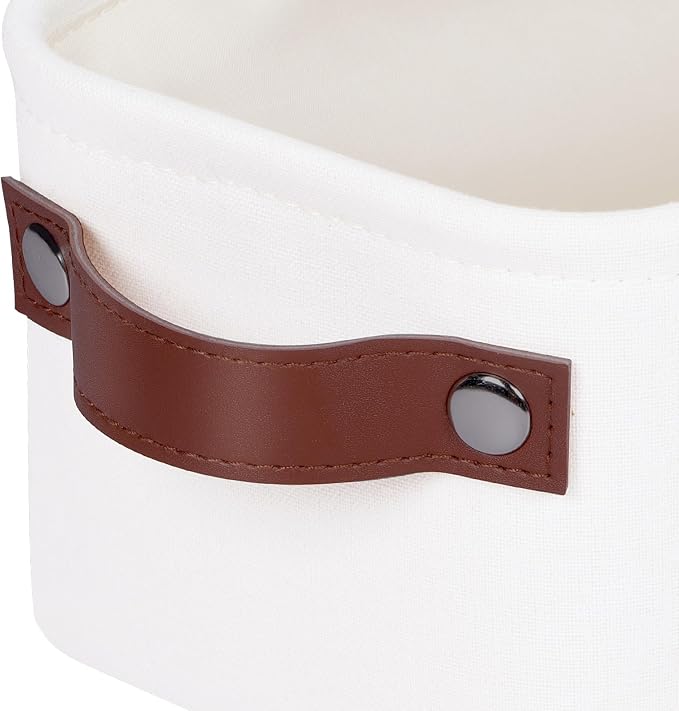 Small Fabric Storage Bins, Narrow Storage Baskets for Organizing | Long Storage Basket, with Handles, Decorative Basket, For Closets Shelves Toilet Paper, 15x6x5 inch, 4-Pack, White