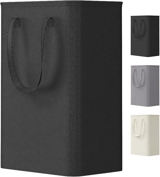 Lifewit Slim Collapsible Laundry Basket with Handles, 50L, Black | Narrow Laundry Hamper for Dirty Clothes, Tall Thin Laundry Bin, Small Clothes Hamper for Bathroom, Bedroom, RV, Dorm