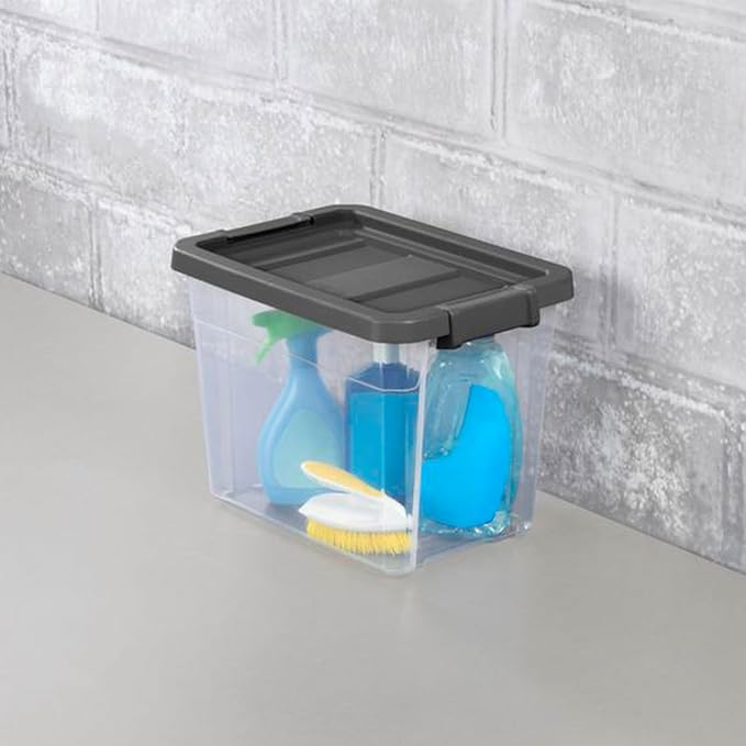 Sterilite Modular Stacker Box with Latching Lid, 30 Quart, 6-Pack | Clear Plastic Storage Bins - Stackable Organizing Container Boxes for Closet, Bathroom, and Office