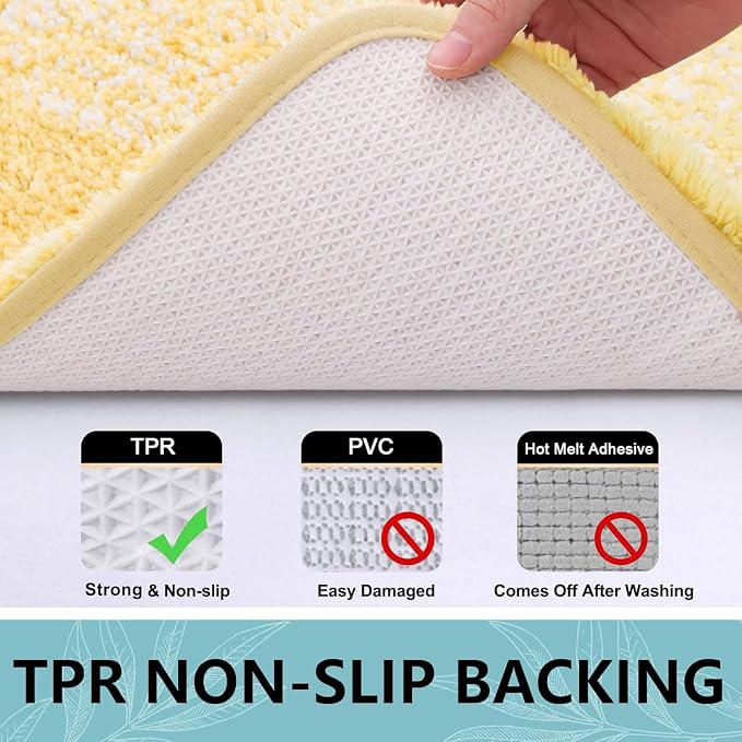 Arotive Microfiber Bathroom Rugs, Shaggy Soft Absorbent Bath Rug, 44x24 | LightYellow, Rubber Backing Thick Plush Machine Washable Dry Bath Mats for Bathroom, Tub and Shower, Rectangular