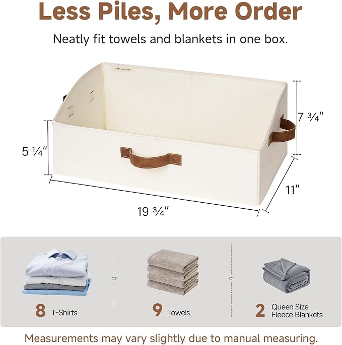 StorageWorks Closet Storage Bins Trapezoid, Ivory White, Large, 3-Pack | Closet Organizers and Storage, Trapezoid Storage Bins, Fabric Clothes Closet Bins, Storage Baskets for Shelves, Towels