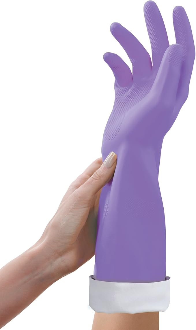Mr. Clean Loving Hands Reusable Heat Resisting Cleaning Gloves with Cotton Flock Lining, Medium