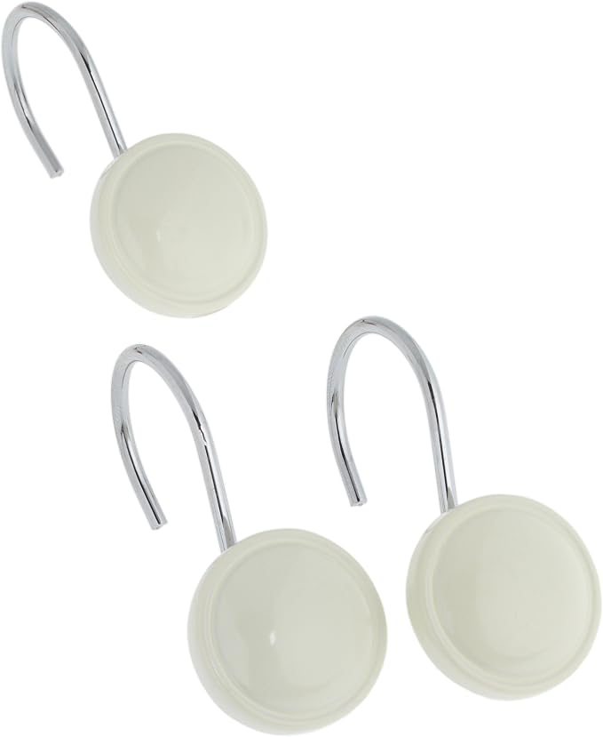 Color Rounds Ceramic Resin Shower Curtain Hook, Ivory