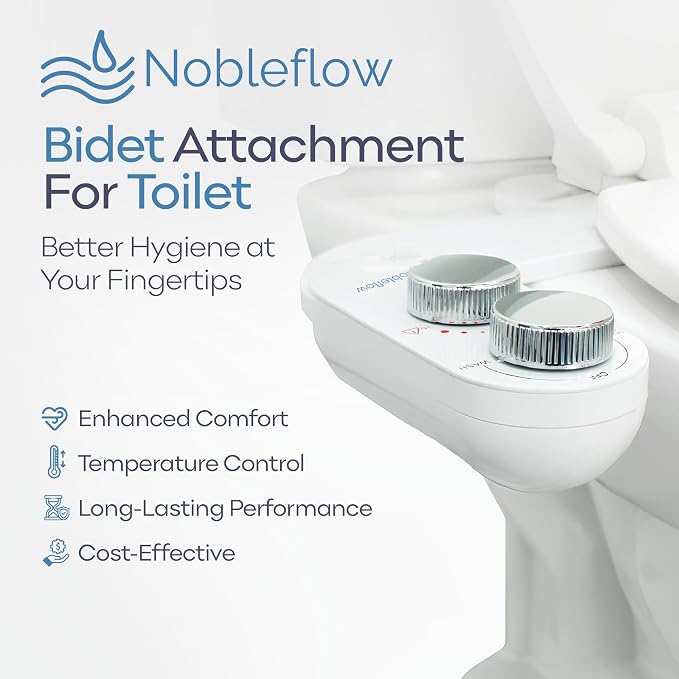 Warm Water Bidet Attachment for Toilet – Non-Electric Hot & Cold Bidet Add-On with Self-Cleaning Nozzle, Adjustable Angle, and Feminine Wash – Ultra-Slim Design