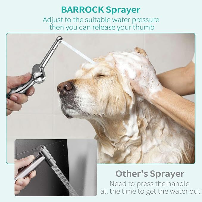 BARROCK Bidet Sprayer for Existing Toilet, Advanced Handheld Ergonomic Jet Spray Set with Precision Water Pressure Control for Muslim Shower/Feminine Hygiene/Pet Cleaning, Chrome