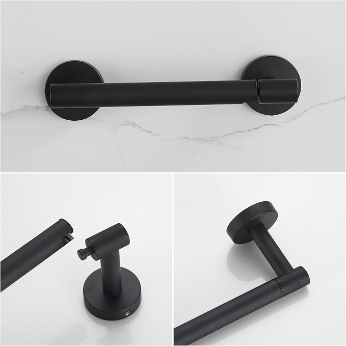 Toilet Paper Holder Matte Black Wall Mount Stainless Steel 304 Large Mega Roll