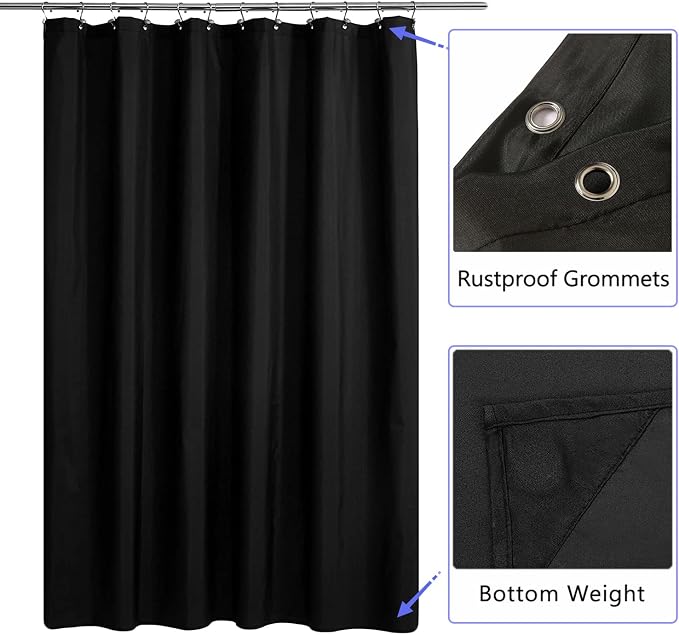 LLSCL 5 Pack Fabric Shower Curtain Liner with Magnets, Shower Curtain with Rustproof Metal Gromments and Waterproof Hotel Quality, 72 x 72 Machine Washable