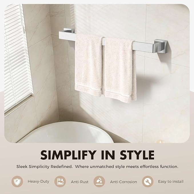 20-Pieces Brushed Nickel Bathroom Accessories Set, 24 Inch Towel Bar Set | Stainless Steel, Towel Ring, Toilet Paper Holder, Robe Hooks, Towel Racks for Bathroom Wall Mounted, Bathroom Hardware Set