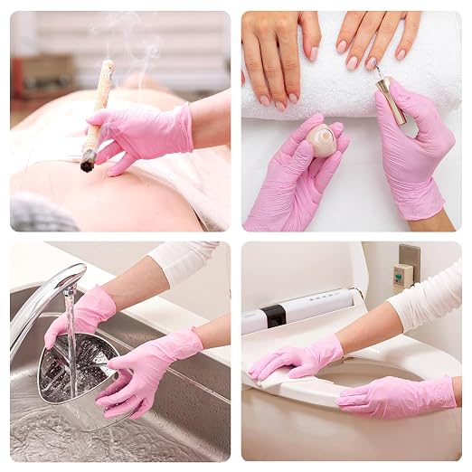 SwiftGrip Pink Nitrile Gloves, 3-mil, Industrial Gloves Disposable Latex Free, for Cleaning & Esthetician, Rubber Powder-Free, 1000-ct Case (Large) Large (Pack of 1000)