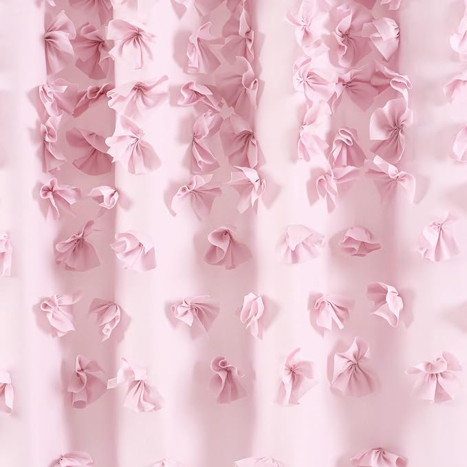 Lush Decor Riley Shower Curtain, 72" W x 72" L", Ivory - Bathroom Curtain - Coquette Decor - Bow Shower Curtains - Cottage Core - Fabric Shower Curtains