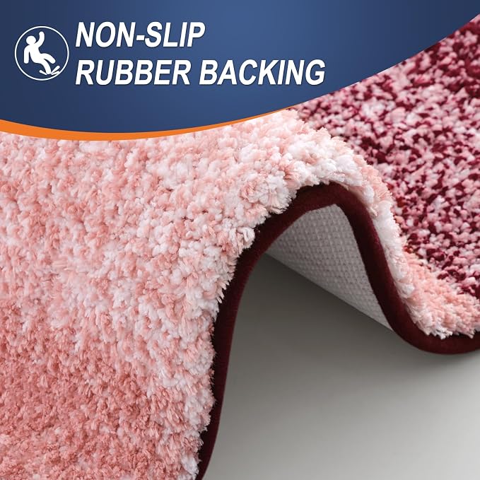 OLANLY Bathroom Runner Rug 59x24, Extra Soft Absorbent Microfiber Bath Rugs | Red, Non-Slip Quick-Drying Rubber Backing, Machine Washable Long Bath Mat for Floor, Tub and Shower, Home Decor Accessories