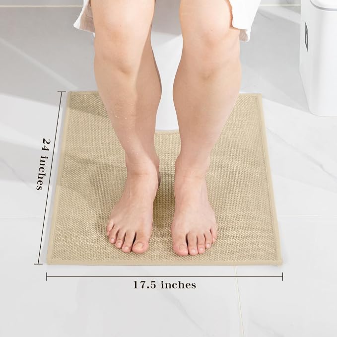 Bathroom Rugs Mat U-Shaped 24x17, Ultra ThinNon Slip Bath Mat Small Quick Dry Absorbent Bath Matfor Bathroom Floor, (Light Beige, U-24"x17")