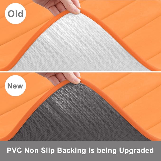 Buganda Memory Foam Bath Mat 24 x 16, Ultra Soft Absorbent Bathroom Rugs | Orange, Machine Washable Quick Dry Bath Mats for Bathroom Floor, Shower and Tub, Home Decor Accessories