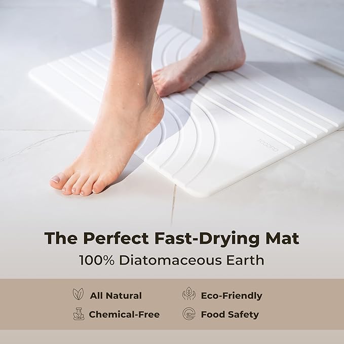 Stone Bath Mat Diatomaceous Earth Shower Mat Non-Slip Super Absorbent Diatomite Stone Bath Mats for Bathroom Floor Quick Drying Natural Easy to Clean (23.5 x 15) - Sandstone, 2pcs
