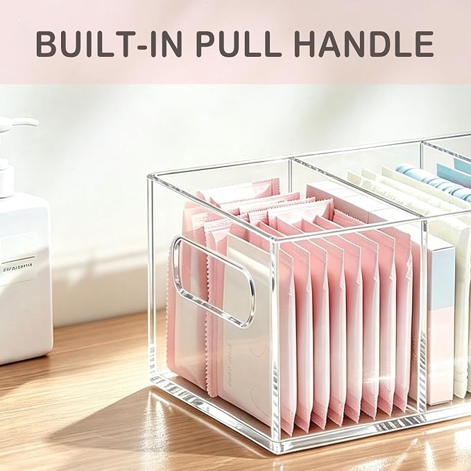 Tampon and Pad Organizer, Bathroom Under Sink Organizer Tray for Feminine Hygiene Products, Clear