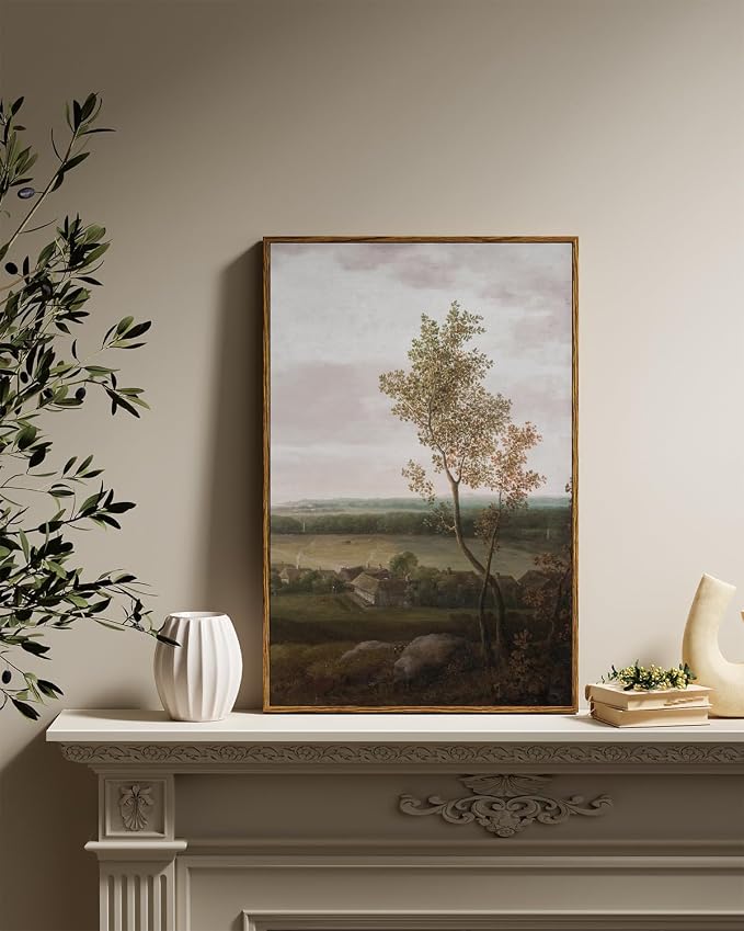 InSimSea Framed Canvas Prints Art Vintage Decor, Rural Scenery Landscape Paintings, Large Prints, Countryside Farmhouse Wall Decorations for Living Room Dining Room Bedroom, 16"x24"