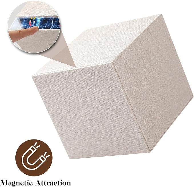 VZZNN 4 Pack Tissue Box Cover Square - Modern Cube Tissue Holder with Magnetic Base, Decorative Tissue Organizer for Bathroom Vanity, Dresser, Countertop, Bedroom, Office, and Car, Beige