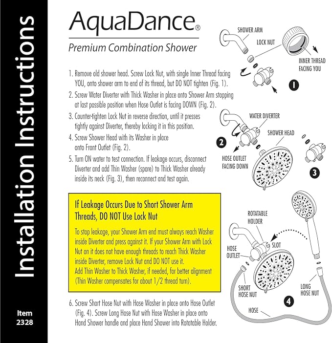 AquaDance 7" Premium High Pressure 3-way Rain & Handheld Shower Head Combo | Enjoy Dual 6-Setting Luxury Shower Heads Separately or Together for the Best of Both Worlds! Stainless Steel Hose - Chrome
