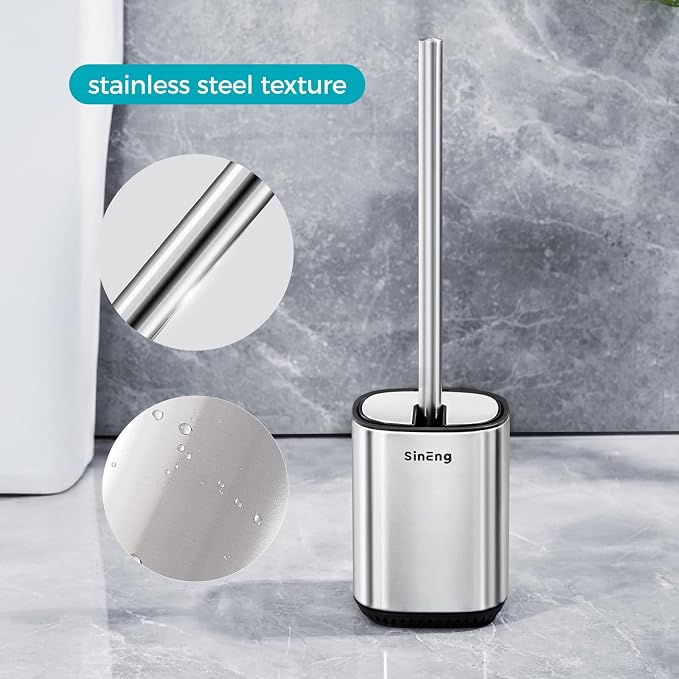 Toilet Brush and Holder Set Toilet Bowl Brush Stainless Steel Automatic Open lid Toilet Bowl Cleaner Brush with Durable Bristle Head Toilet Cleaning Brush for Bathroom