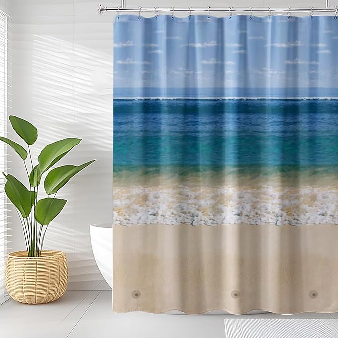 TIKABC Shower Curtain Liner, 4G PEVA Shower Liner, Plastic Waterproof Shower Curtains, 72x72 inch with Grommet Holes 3 Magnetic Weights