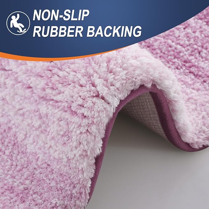 OLANLY Bathroom Runner Rug 40x24, Extra Soft Absorbent Microfiber Bath Rugs | Pinkish-Purple, Non-Slip Quick-Drying Rubber Backing, Washable Long Bath Mat for Floor, Tub and Shower, Home Decor