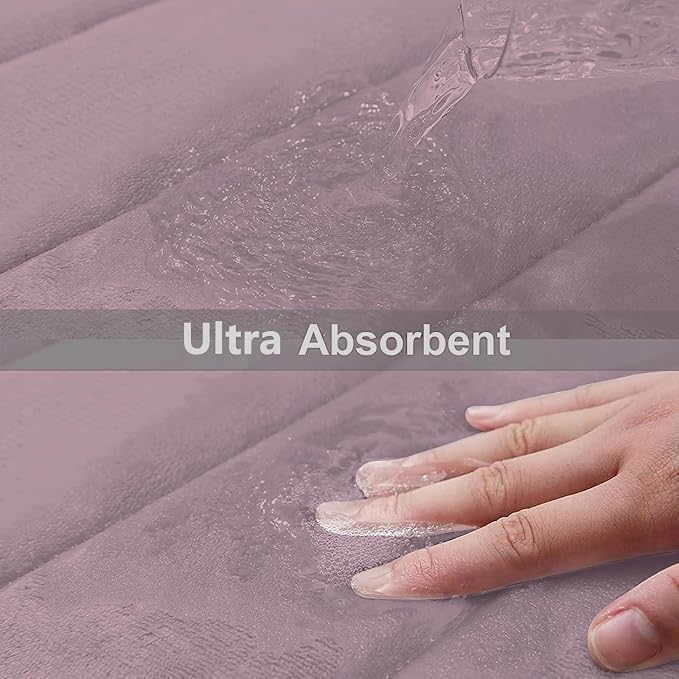 Buganda Memory Foam Bath Mat 24 x 16, Ultra Soft Absorbent Bathroom Rugs | Mauve, Machine Washable Quick Dry Bath Mats for Bathroom Floor, Shower and Tub, Home Decor Accessories