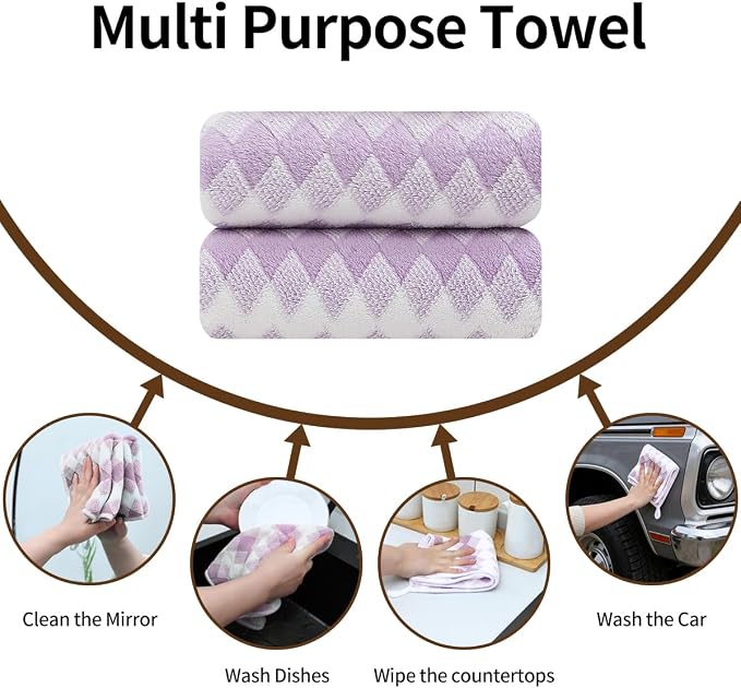 2 Piece Light Purple Diamond Hand Towels for Bathroom 16"x31" Ultra Soft Breathable Hand Face Towels Highly Absorbent Towel Quick Dry Towel for Spa Gym Hotel Travel Camp